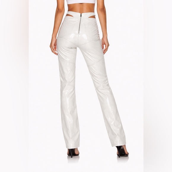 I.AM.GIA White High-Rise Faux Leather Straight Leg Pants. Size:L - Picture 2 of 16